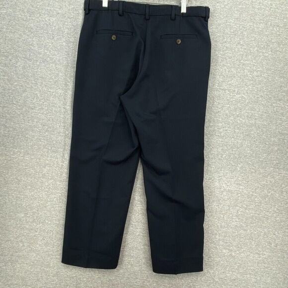 Haggar Pants Mens 34 X 30 Navy Blue Dress Slacks Expandable Waist Flat Front - Picture 4 of 13
